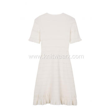 Women's Knitted Short Sleeve Stretchable Midi Dress